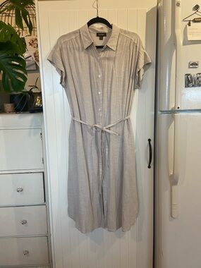 LORD & TAYLOR linen blend shirt dress w/ pockets MEDIUM